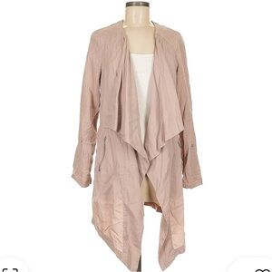 ELIANE ROSE Tencel Pink Waterfall Trench Coat with Asymmetrical Lapels
